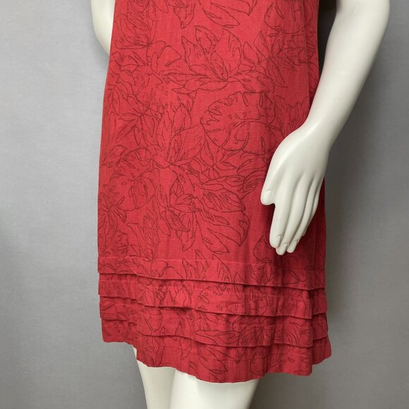 Nicole Miller Dress Linen Blend Short Sleeve Tropical Floral V-Neck Women Medium - Picture 3 of 12